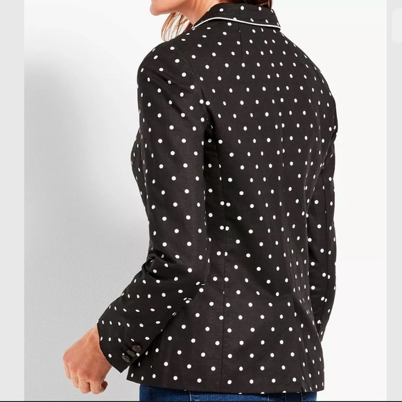 New (NWOT) Talbots Linen Blend Black & White Dot Blazer Size 8 - Picture 2 of 7